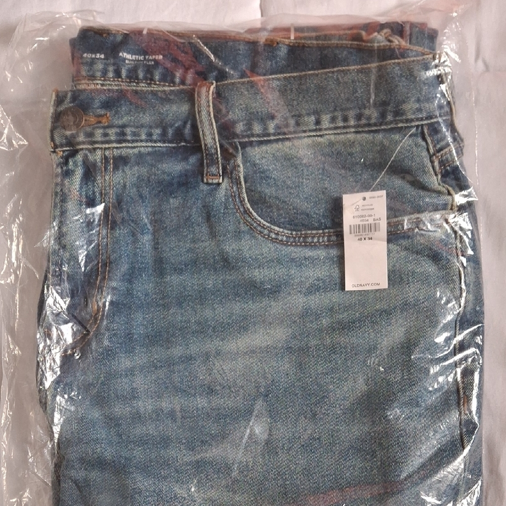 Old Navy Blue Slim Straight Jeans with Distressed Look